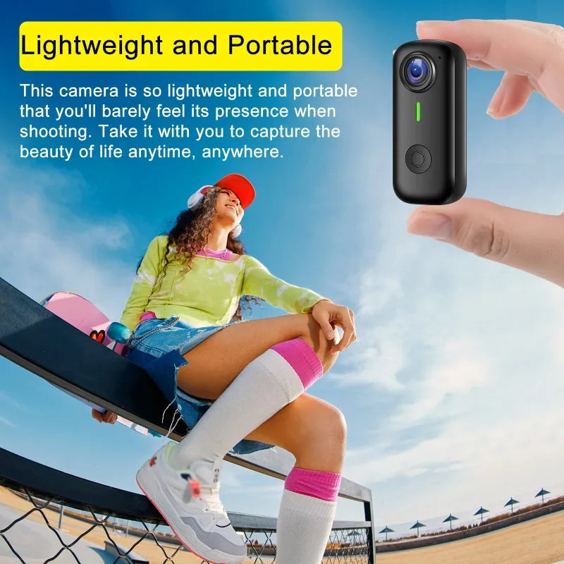Pocket 2K Mini Magnetic Wearable Action Camera 120 Degree Wide Angle WIFI Hands Free Thumb Cam for Cycling Vlog Outdoor Recording