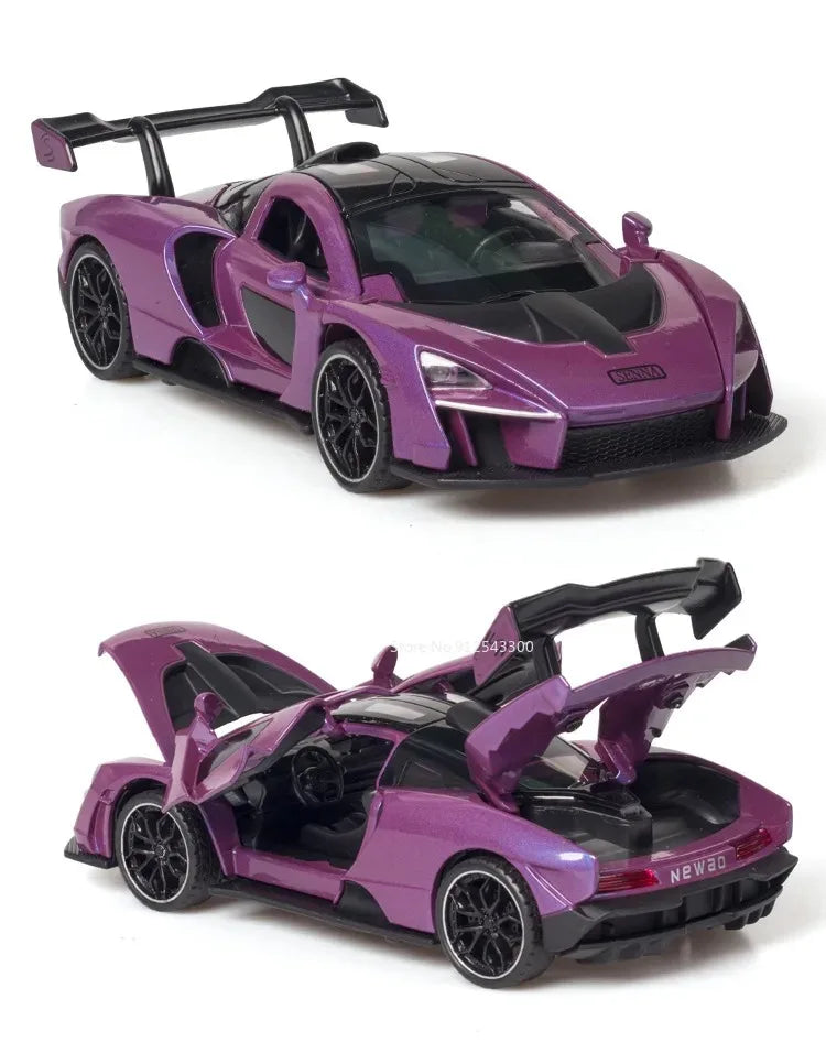 1:32 720S Senna Sports Car Model Toy Doors Opened Metal Die-cast Sound Light Miniature Vehicles Models Boys Collection Gifts