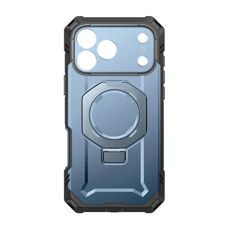 Rugged Magnetic Phone Case with Tempered Glass Screen Protector and Aluminium Kickstand for iPhone 17 Pro Max and iPhone 18 Pro Max