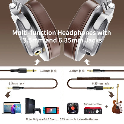 A71 Wired Headphones For Computer Phone With Mic Over Ear Stereo Hi-Res Headset Studio Headphone For Recording Monitor