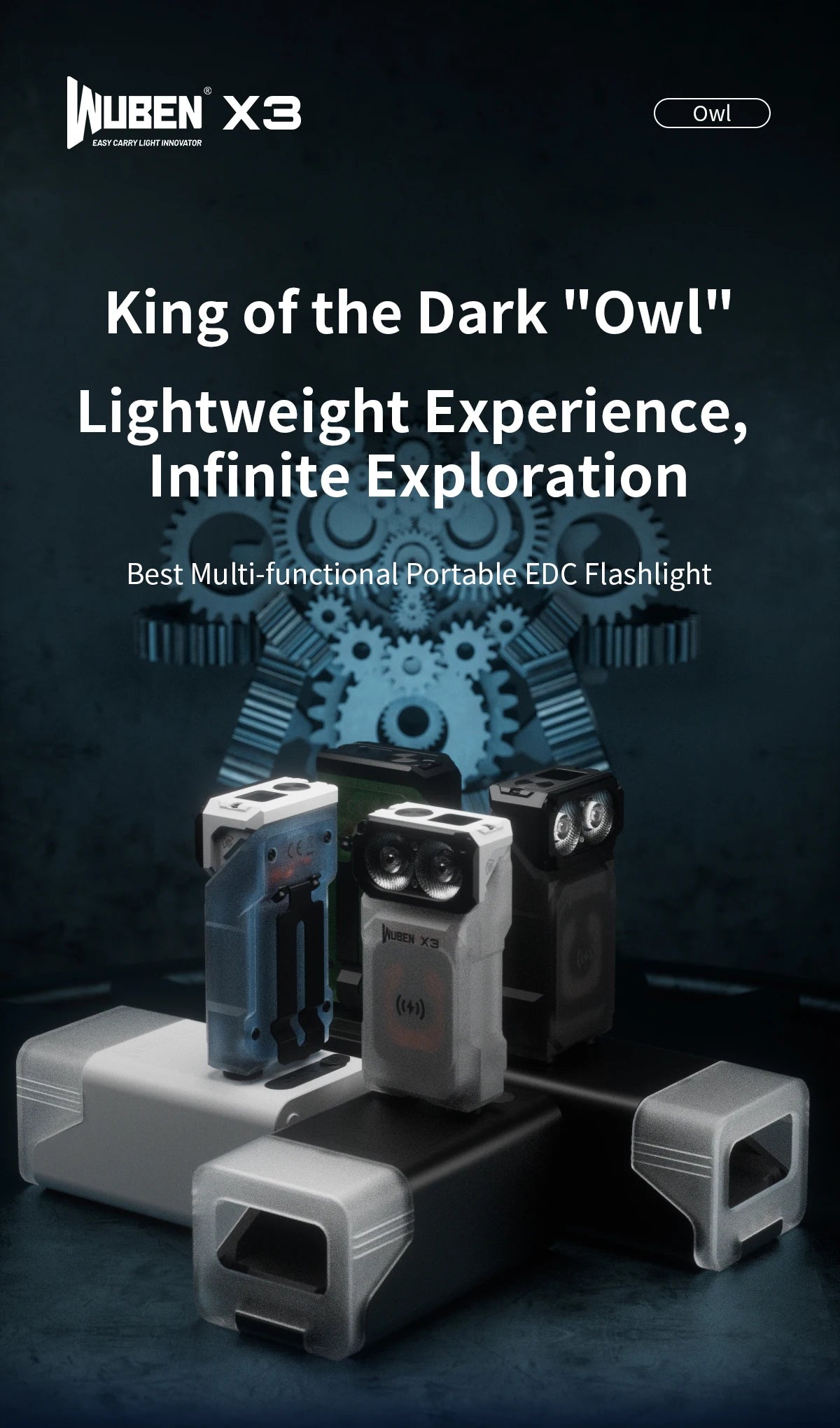 700 Lumen Rechargeable Swivel Head EDC Flashlight With Wireless Charging Case