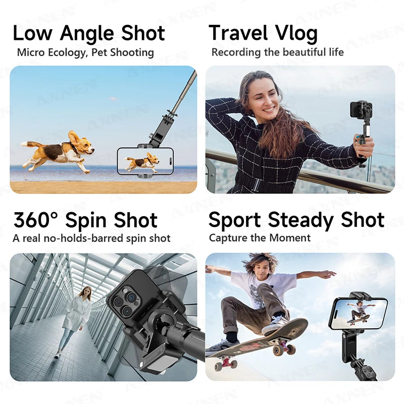 Q19 AI Desktop Gimbal Stabilizer 360 Rotation Auto Face Tracking Mobile Phone Handheld Anti-shake Selfie with Fill Light