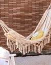 Hammock Boho Style Brazilian Macrame Fringed Deluxe Double Hammock Net Swing Chair Indoor Hanging Swing