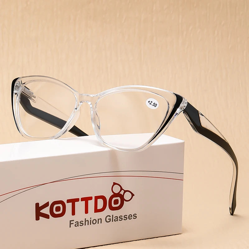 Retro Plastic Cat Eye Reading Glasses Cleat Lens Anti Blue Light Presbyopia Hyperopia Men Reading Eyeglasses +1.0 +1.5