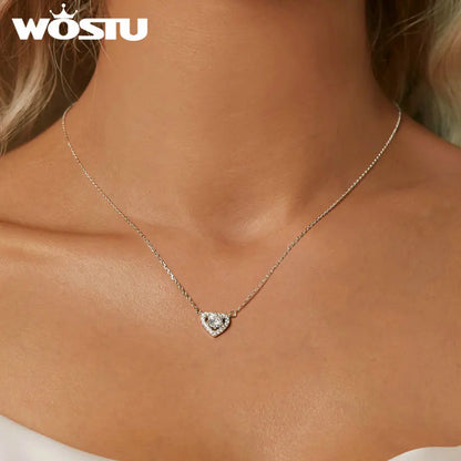 0.5CT Moissanite Love Heart Pendant Necklace For Women 925 Sterling Silver Diamond Cut moissanite