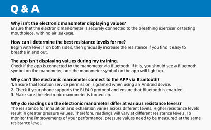 Breathing Exercise Device with Digital Manometer Lung Exerciser Device Respiratory Muscle Trainer Improve Lung Capacity with App