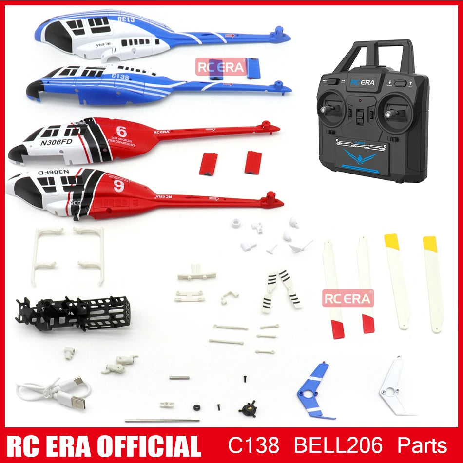 RC ERA C138 BELL 206 Jet Ranger 6-axis Gyro Stabilized Altitude Hold 4ch RC Helicopter Aircraft Hobby for Adults -RTF