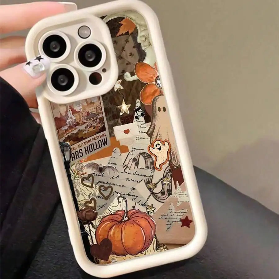 Creative Halloween Pumpkin Pattern Phone Case For iPhone 17 16 15 Pro Max Air 14 16E Soft Cover