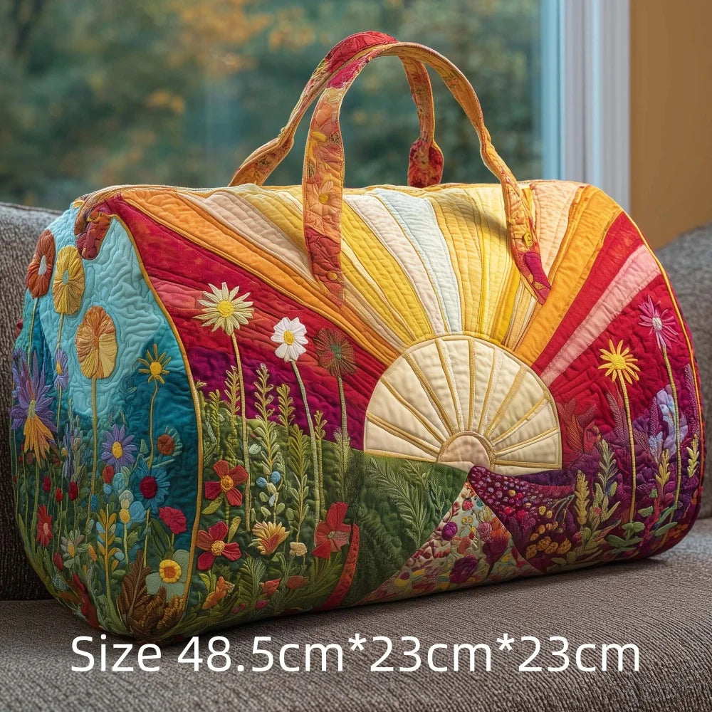 Hot Sale 3D Quilted Bag for Women Colorful Landscape Print Travel Sunrise Desert Mountain Cactus Printed Overnight Trip Bags