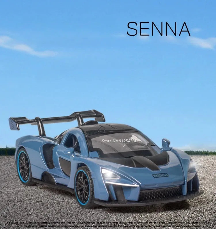 1:32 720S Senna Sports Car Model Toy Doors Opened Metal Die-cast Sound Light Miniature Vehicles Models Boys Collection Gifts