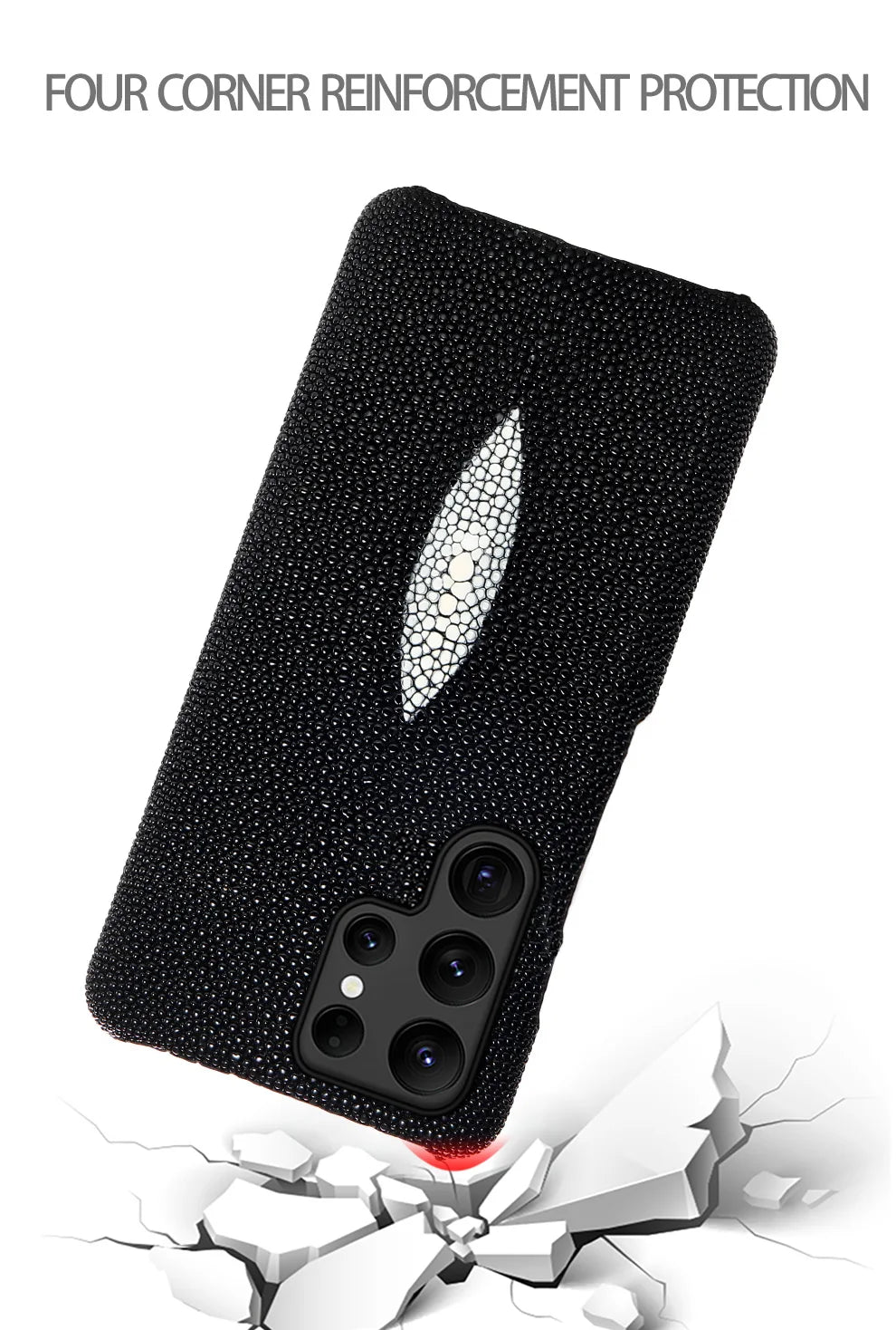 Luxury Genuine Stingray Leather Case for Samsung Galaxy S26 / S26 Ultra / S25 / S25 Plus / S24 / S23 5G – Magnetic Anti-Scratch Back Cover