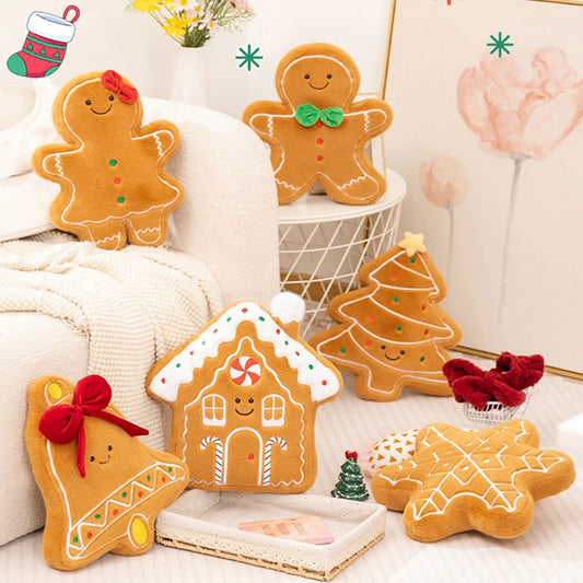 Christmas Tree Gingerbread House Bell Snowman Plush Decor