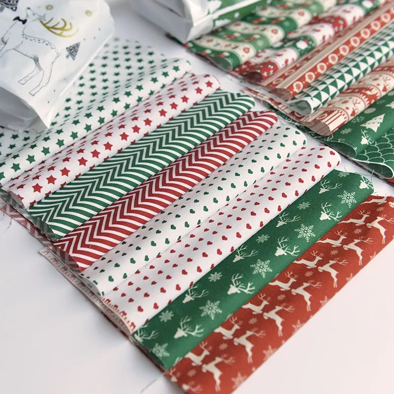 Pure Cotton Digital Printing Christmas Flower 60SManual DIY Decorate Fabric Pillow Clothes Christmas Theme Autumn and Winter New