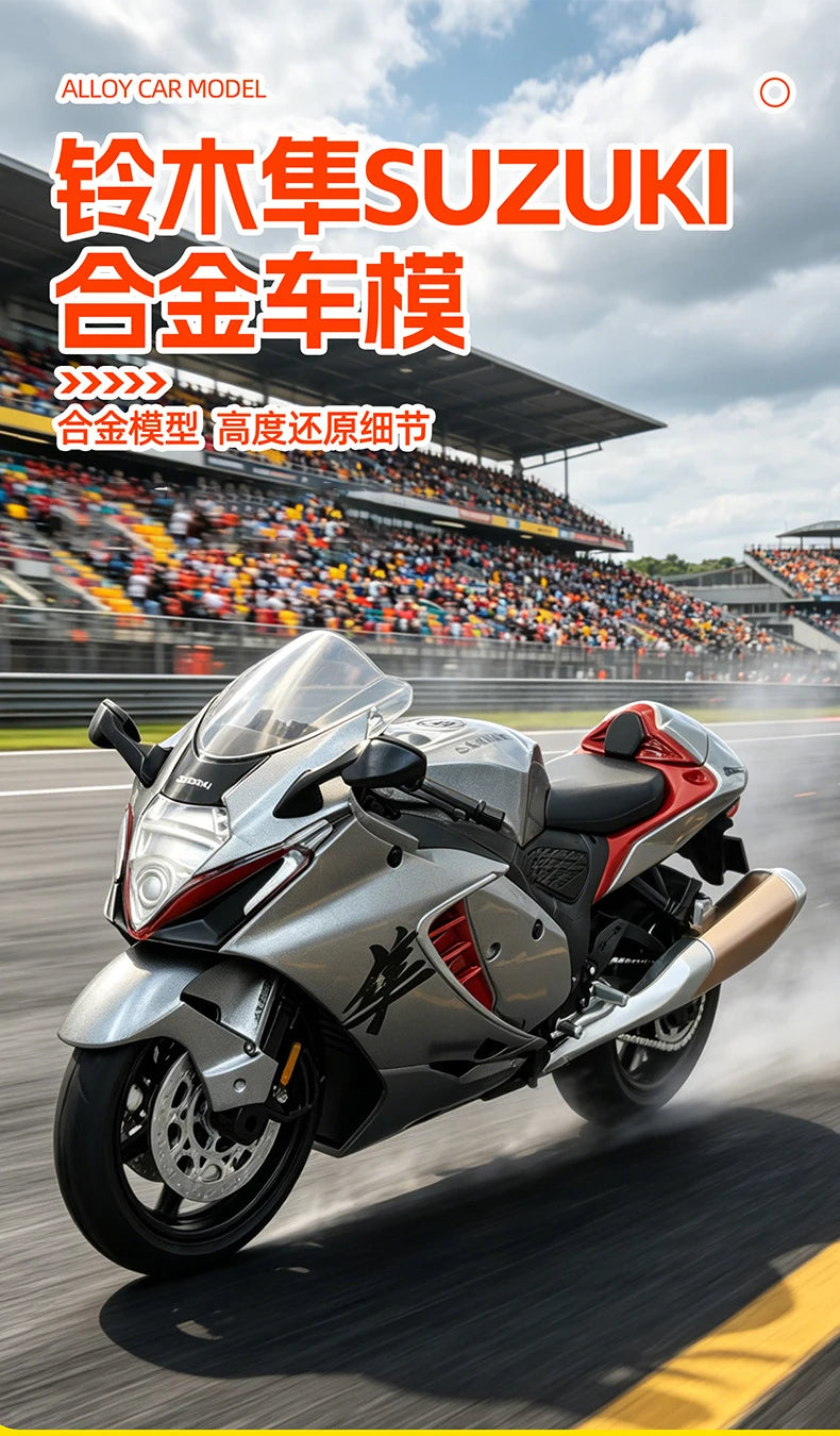 Diecast Suzuki Hayabusa GSX1300R Racing Motorcycle Model 1 to 12 Scale