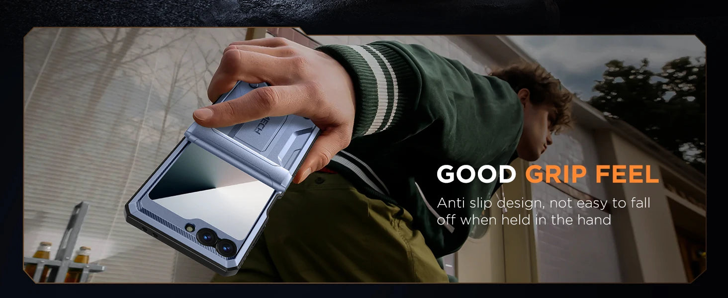 for Z Flip 6 Case with Kickstand Belt-Clip Hinge Protection Cover Screen Protector Military Grade Shockproof Phone Case