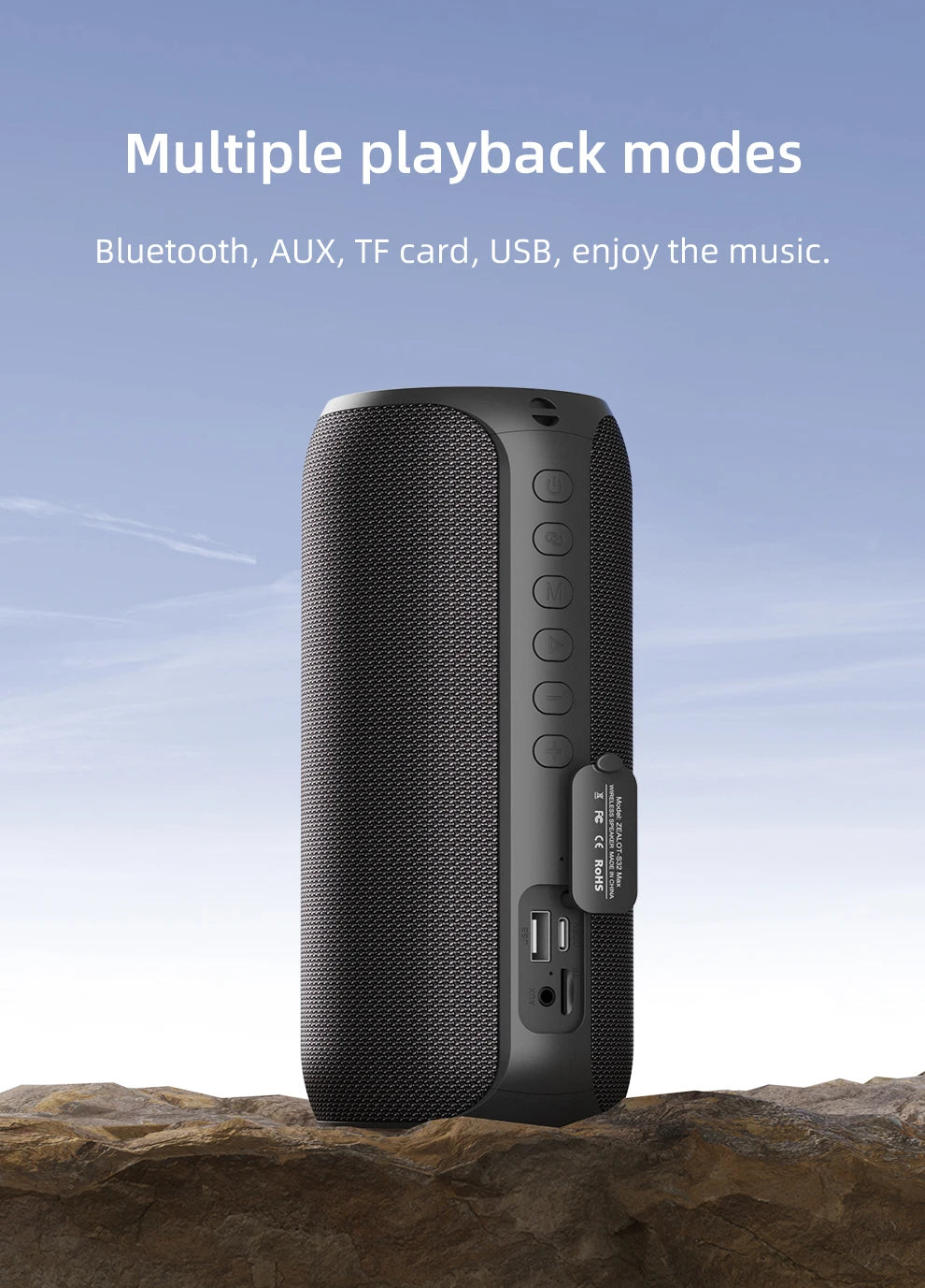 Portable Bluetooth Speaker, IPX5 Waterproof, Powerful Sound Box, Outdoor Stereo Bass, Music Track Speaker, 20W