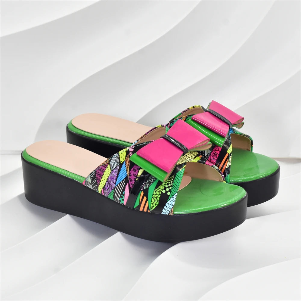 Latest African Shoes and Bags Matching Set Patent Leather Womens Platform Heels Handbags and Shoes Set Mixed Colors Women Pumps