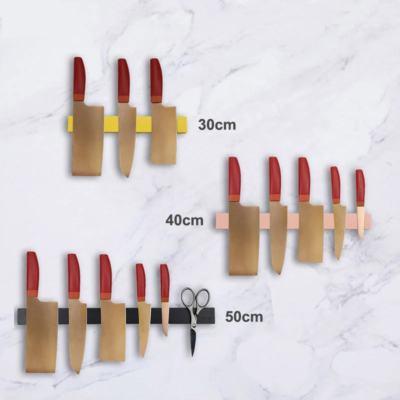 Knife Bar Strip Black Kitchen Knife Rack Scissors Utensil Storage Organizer Knife Holder Wall Mount  Knife Stand