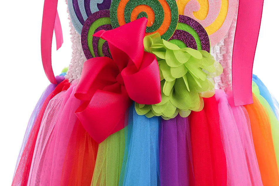 Candy Princess Costume Dress with Candy Headdress and Lollipop Accessories