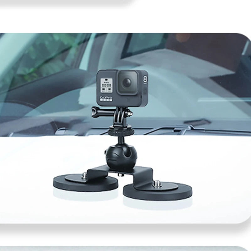 Magnetic Car Mount Stand Action Camera Holder Vacuum Suction Alloy 360 Degree Rotation