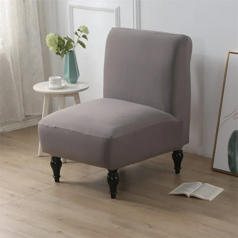 Stretch Armless Accent Chair Cover Single Short Back Sofa Covers Solid Color Anti-dirt Chair Slipcover Removable Sofa Protector