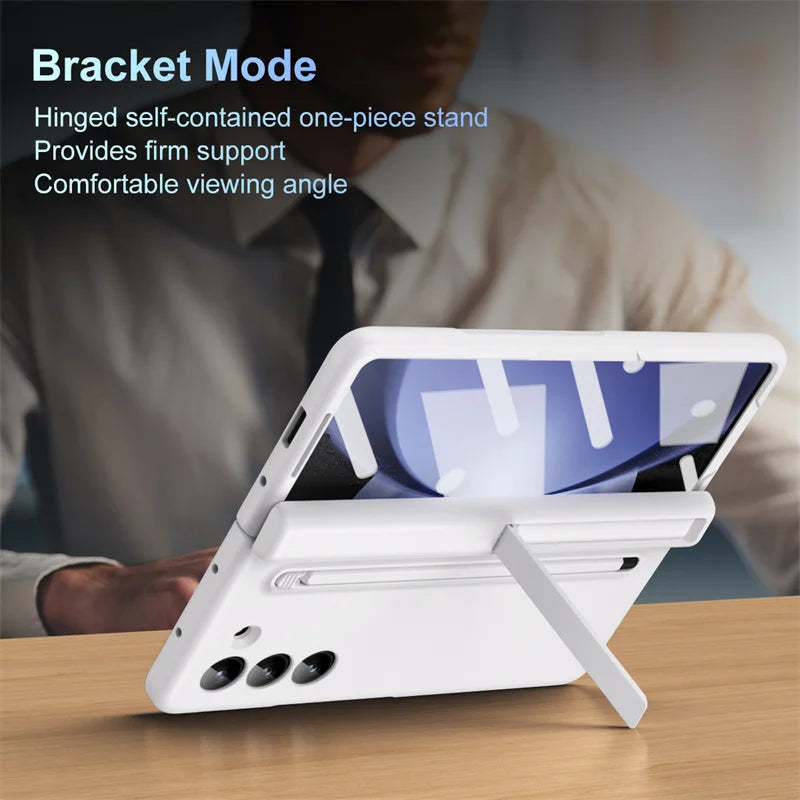 Hard PC Armour Hinge Bracket Fold5 Protection Cover for Samsung Galaxy Z Fold 6 5 4 3 With Pen Holder Slot Screen Protector Case