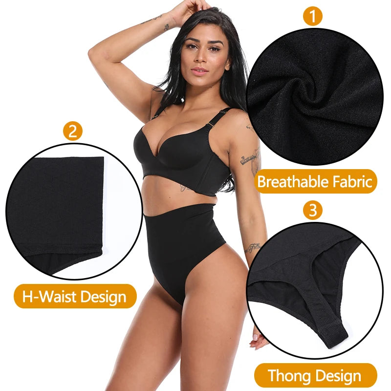 Women Thong Panty Shaper High Waist Tummy Control Panties Slimming Underwear Waist Trainer Shaping Briefs Butt Lifter Shapewear