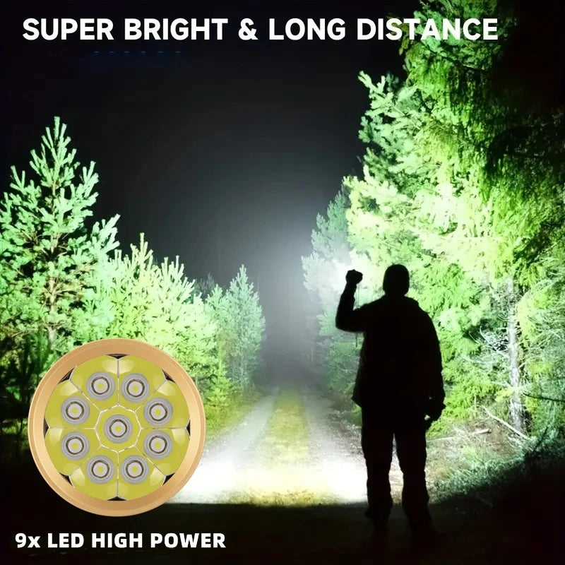 180W 9 LED High Power Rechargeable Flashlight