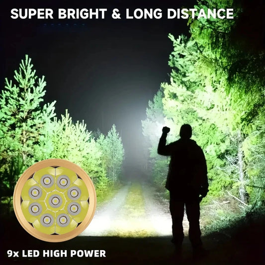 180W 9 LED High Power Rechargeable Flashlight