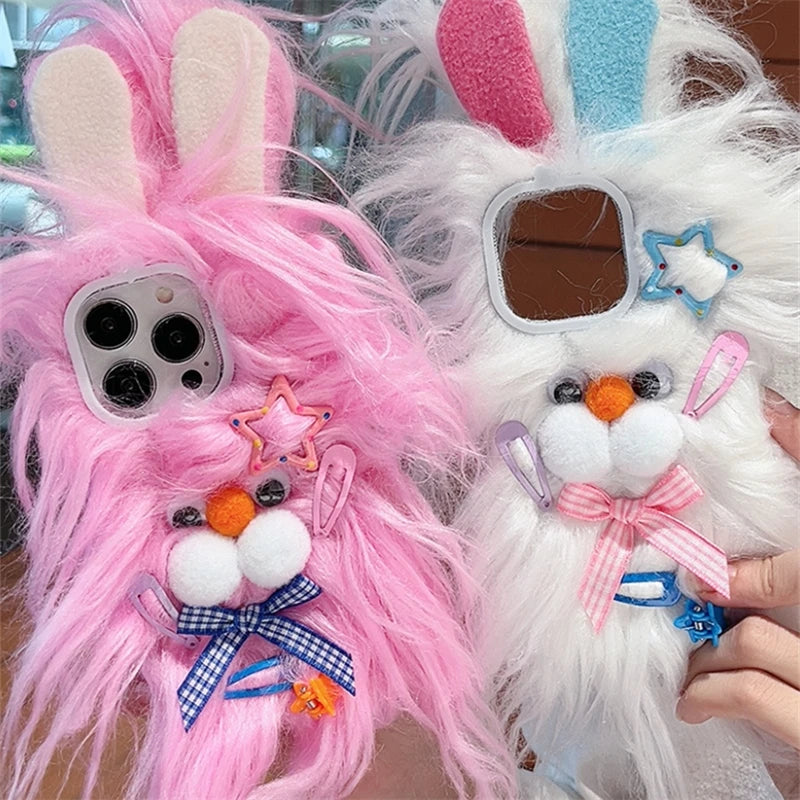 Cute Plush Monster Fluffy Halloween Case For iPhone 15 14 13 Pro Max Star Cartoon Anti-Drop Soft Protective Furry Cover