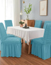 1PC Seersucker Chair Cover with Skirt Stretch Wedding Chairs Covers Dining Room Universal Size Seat Slipcovers for Banquet Party