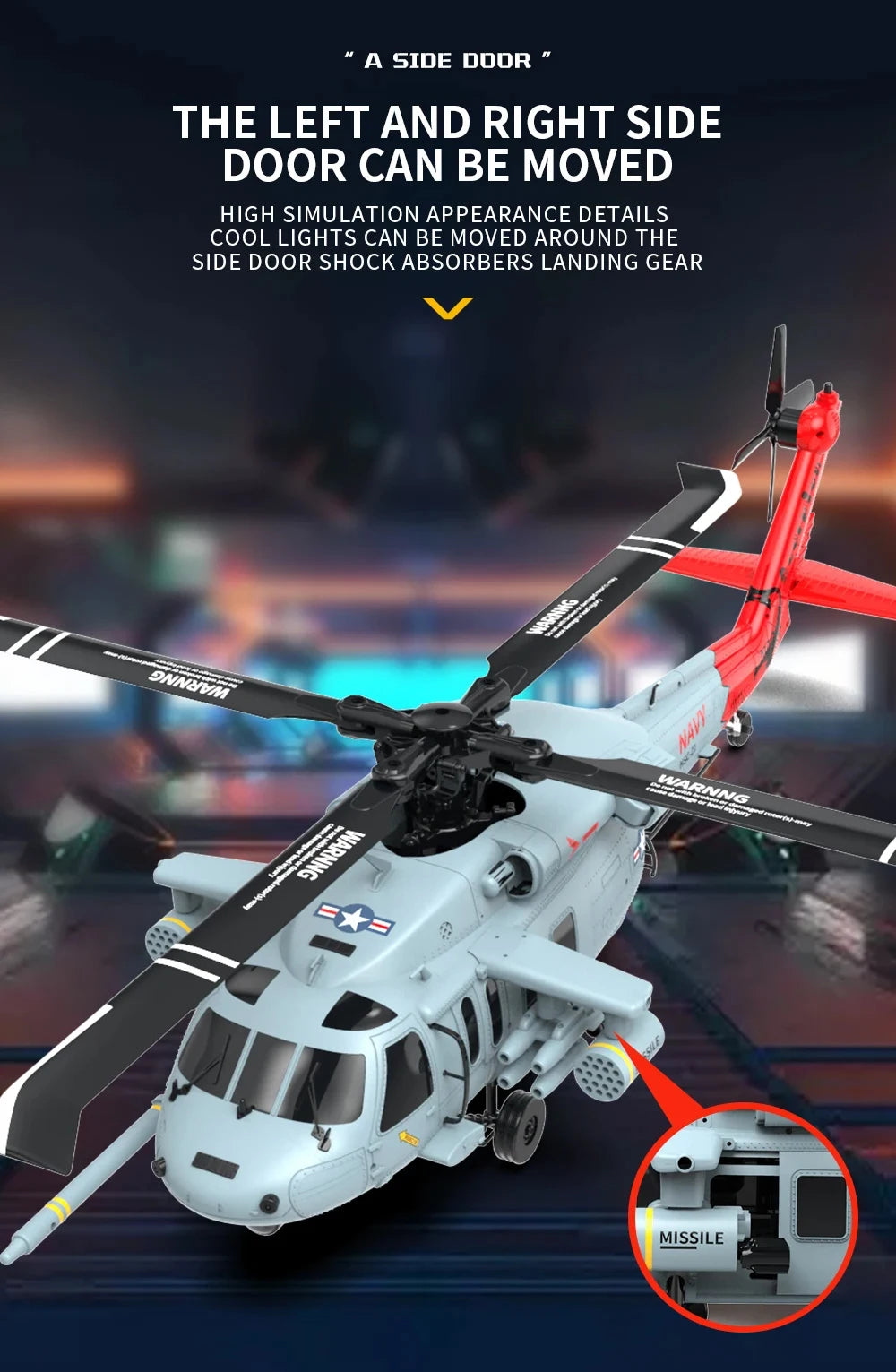 Remote Control Naval Military Helicopter With GPS Positioning