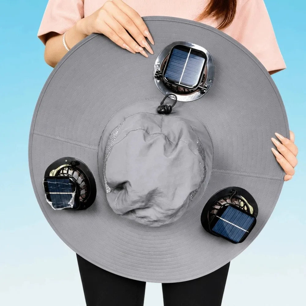 Three Fan Solar Cooling Sun Hat With USB Charging