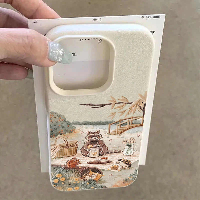 Cartoon Animal Bear Squirrel Phone Case For iPhone 17 16 15 Plus Pro Max Air Cases iPhone 14 Pro Max 16e Cover