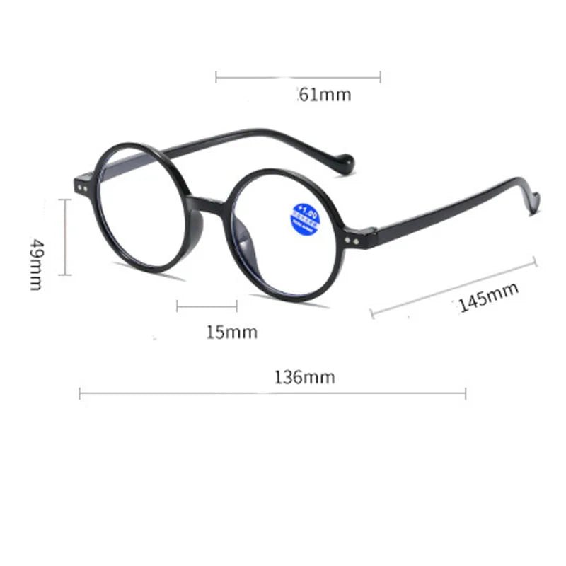 Fashion Reading Glasses Clear Lens Vintage Round Eyewear Hyperopia Presbyopia Reading Eyeglasses +1.0 +1.5 +2.0 +2.5