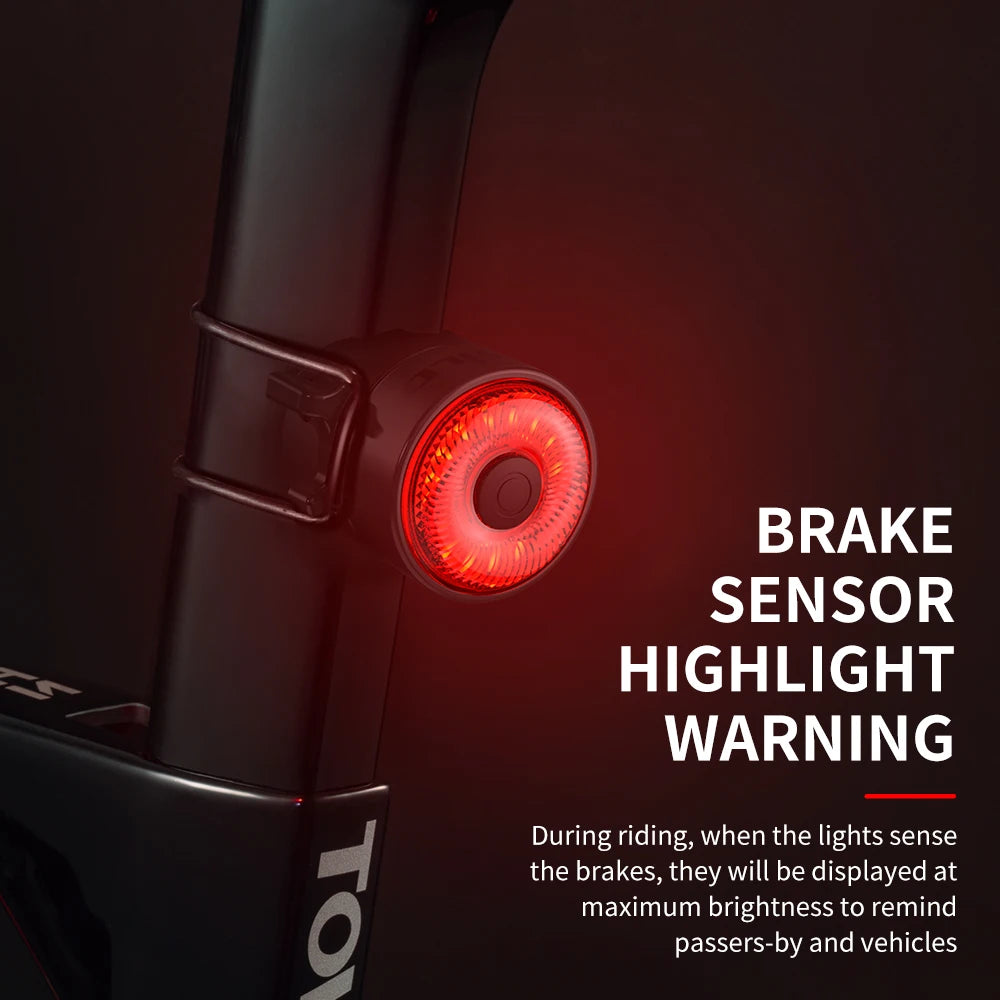Bicycle Smart Auto Brake Sensing Light Type C Charging LED Cycling Taillight Bike Rear Light Warn Bicycle Taillight