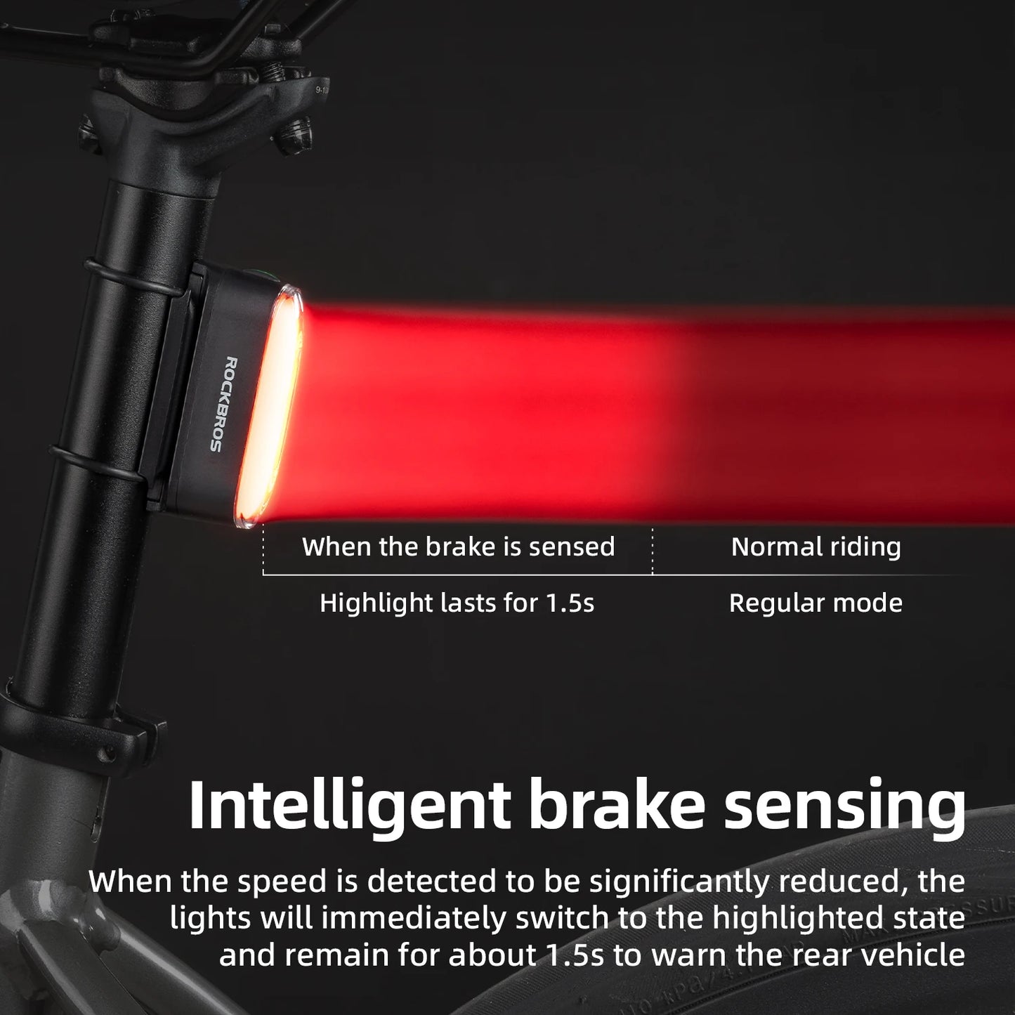 Bicycle Taillight  Install 400mAH Type-C IPX6 Waterproof  Smart Brake Sensing Rear Light MTB Road Cycling Light
