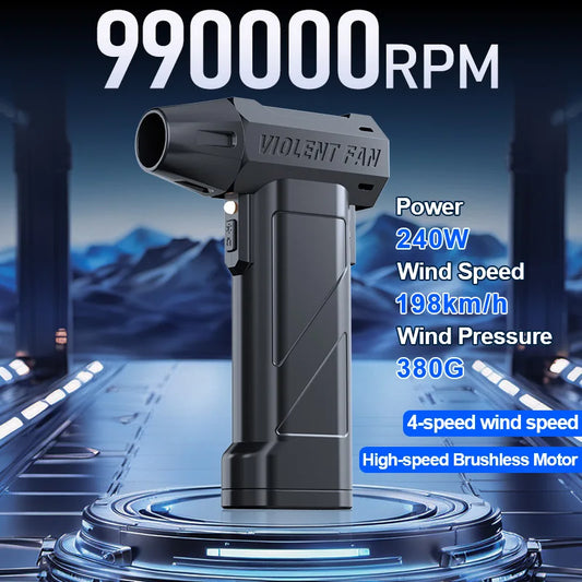 990000 RPM Turbo Jet Air Blower Cordless Electric Air Duster With LED Light