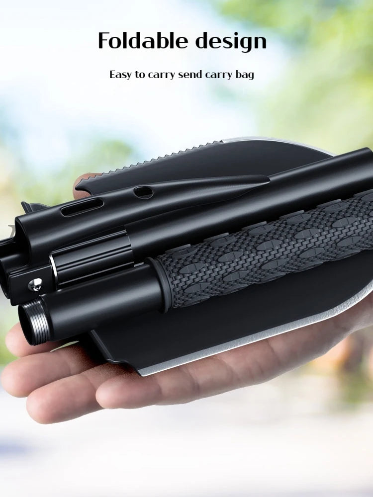 1pc Multifunctional Tactical Folding Shovel Survival Spade Saw Pickaxe Collapsible Engineer Shovel Stainless Steel