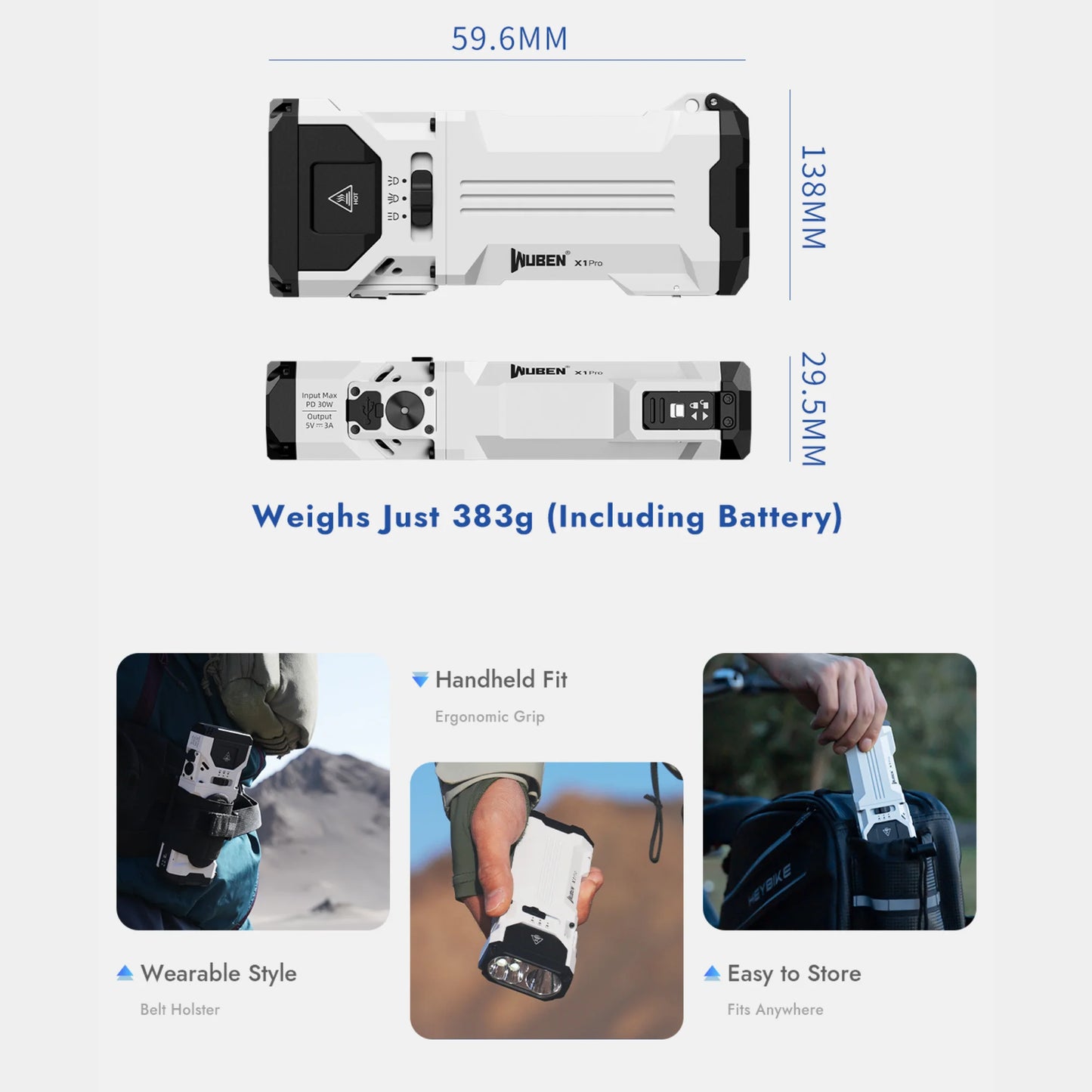 12300 Lumen Rechargeable High Power LED Flashlight With Power Bank
