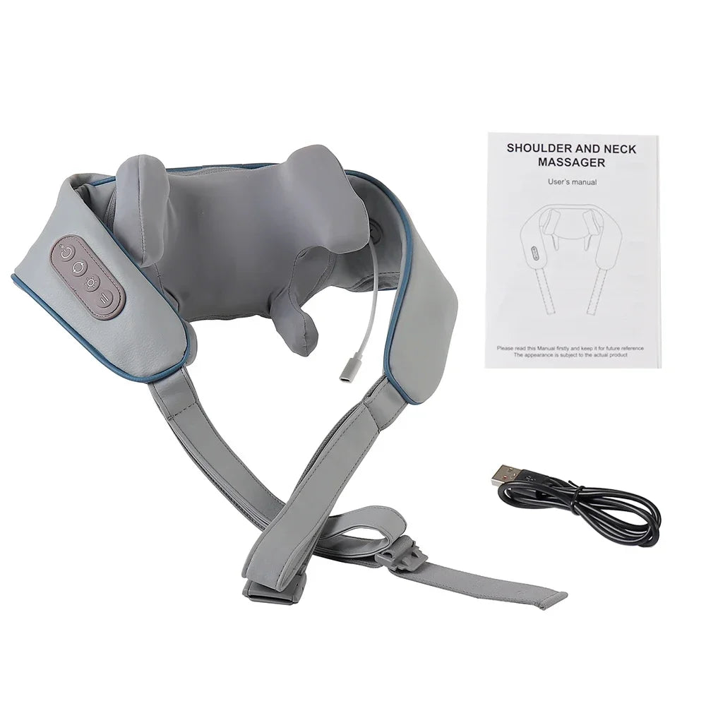 1PC Wireless Neck And Back Massager Neck And Shoulder Kneading Massage Shawl Neck Cervical Relaxing Trapezius Massager