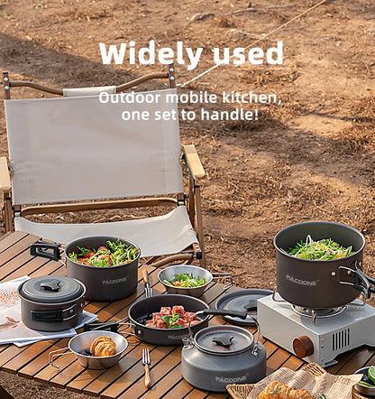 Camping Cookware Set Outdoor Portable Foldable Cookware Set Pot Cooking Kettle Set Tableware Hiking Picnic Equipment