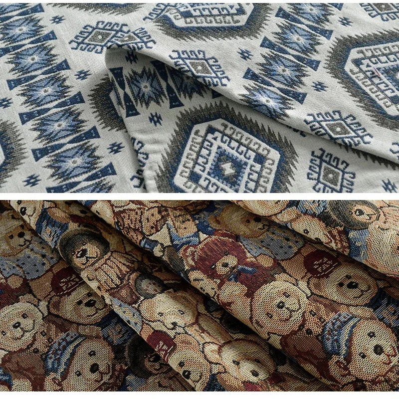 Thicken Cotton Linen Fabric, Ethnic Fabric, Polyester Printed Cloth, Pillow, Curtain Decorative Cloth, DIY Handmade, 20Colors