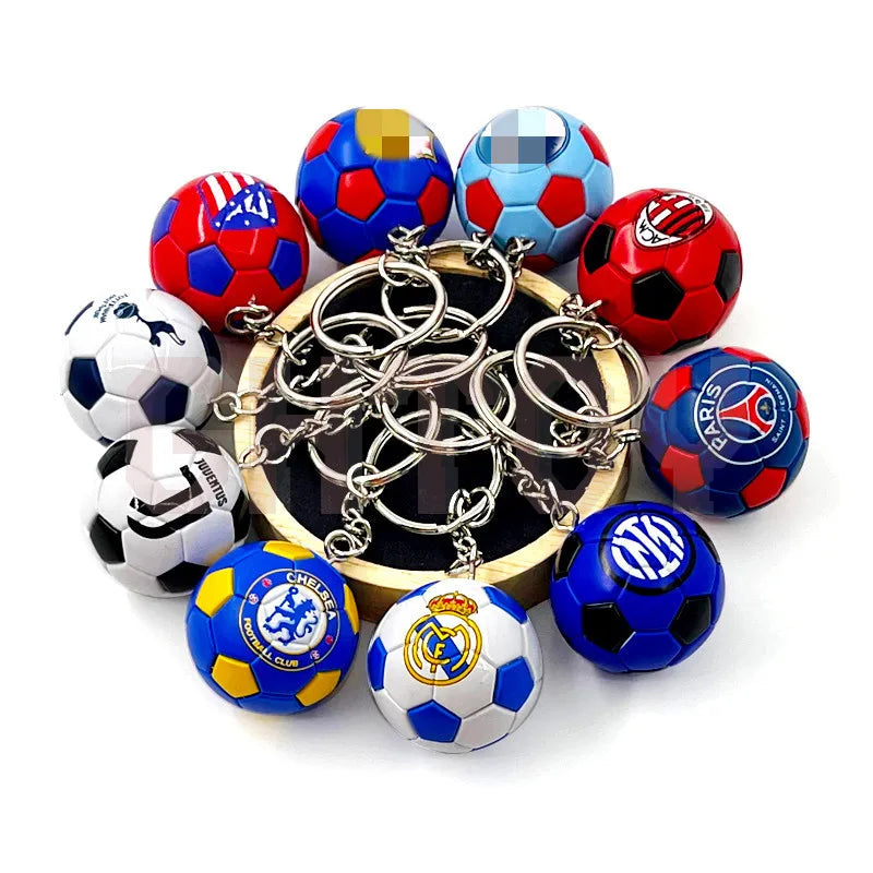 Football Club Soccer Ball Keychain Team Flag Pendant Fan Souvenir Bag Charm