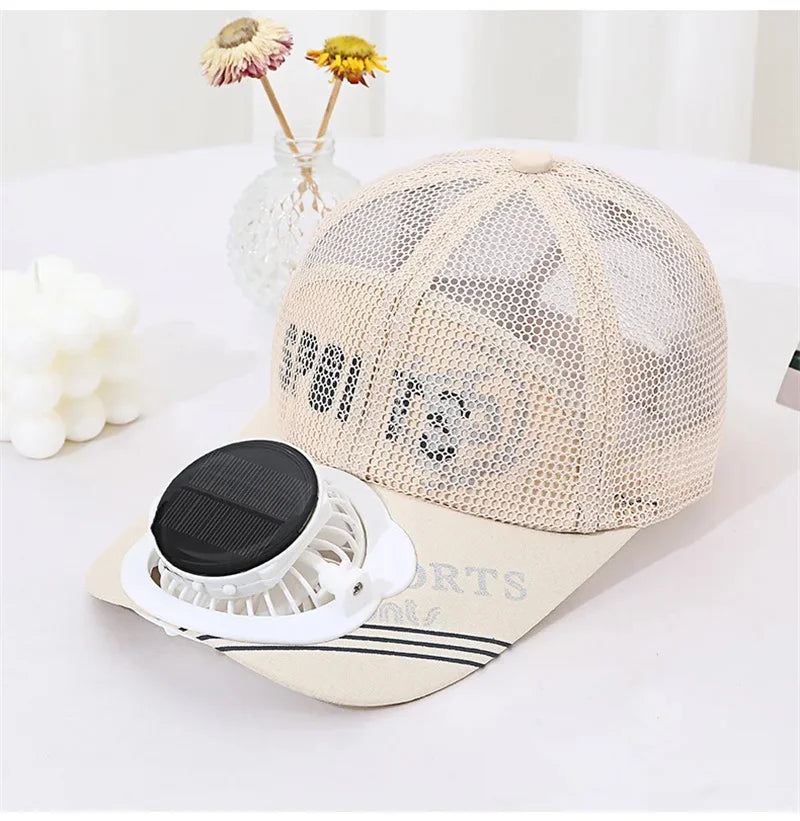 Solar Fan Baseball Cap With Adjustable Fit