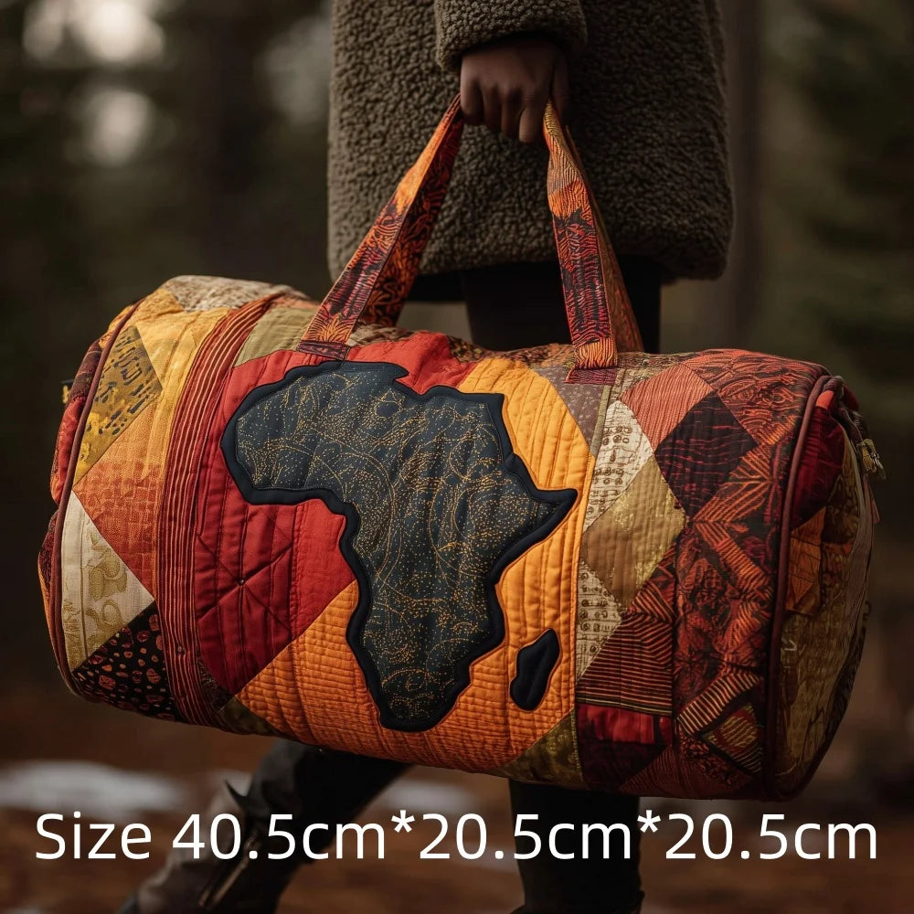 3D Quilted Africa Travel Bag for Women Boho Weekender Bag with African Women Map Print Carry on Luggage Unique Festival Bags