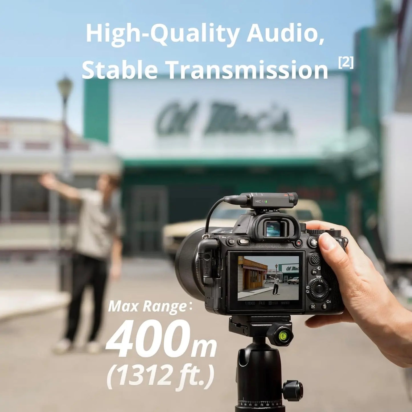 Wireless Microphone System with 48 Hour Battery Life Charging Case and Two Level Active Noise Cancelling