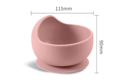 Food Grade Silicone Baby Feeding Bowl Set Solid Color Waterproof Kids Feeding Bowl with Training Spoon Fork Infant Tableware Set