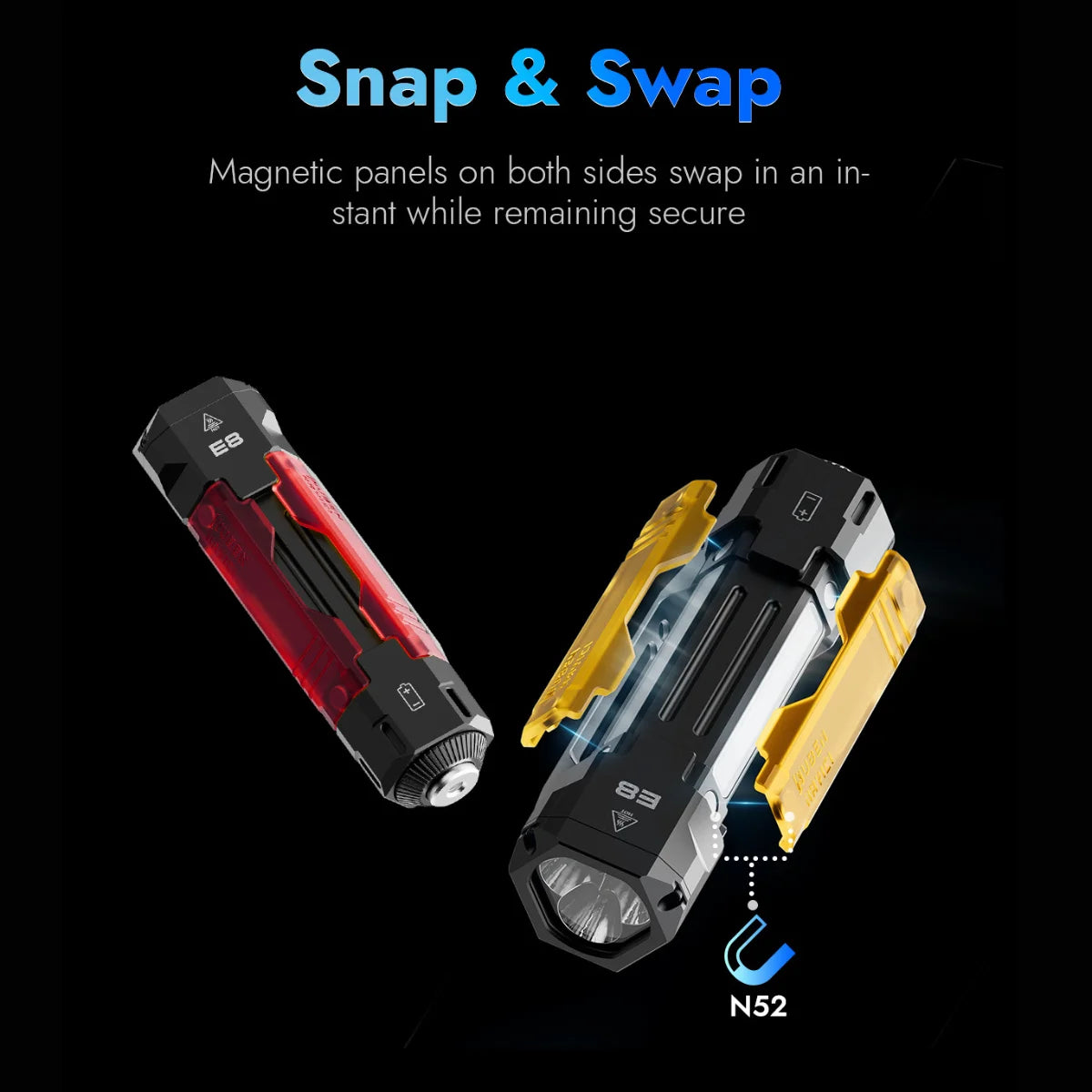 1300 Lumen Rechargeable EDC Flashlight With UV Light And Magnetic Panels