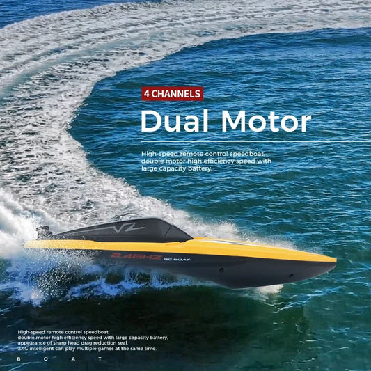 Rc Boat High-Speed 4Ch Dual Motor Outdoor Waterproof Remote Control Speedboat Racing Ship Water Pool Toy Boat for Boys Gift
